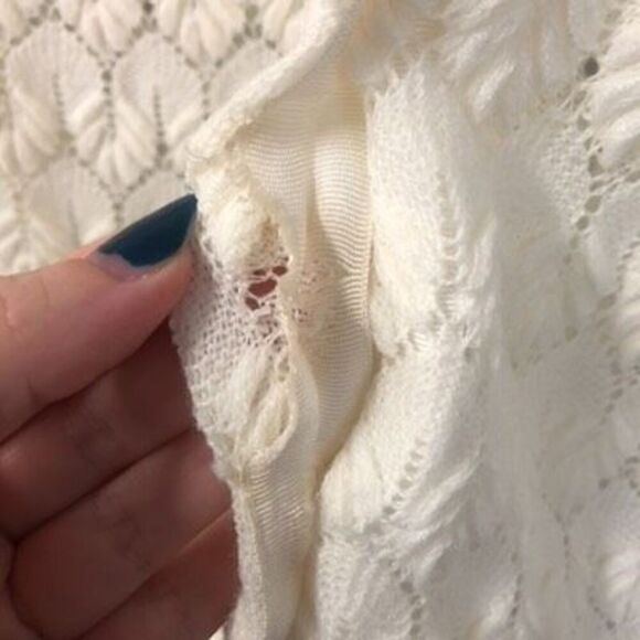 button up cardigan delicate knit ivory classic librarian coquette vintage spring - Picture 3 of 9